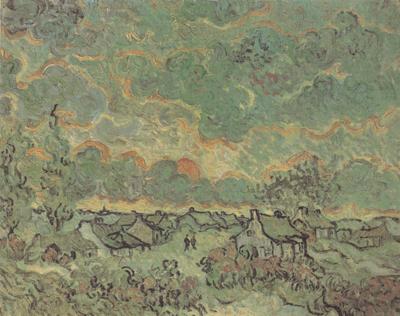 Vincent Van Gogh Cottages and Cypresses:Reminiscence of the North (nn04) oil painting picture